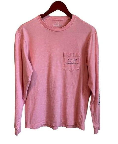 Vineyard Vines T Shirt Womens Size Small Short Sleeve Pink Whale Logo Pocket - Picture 1 of 8